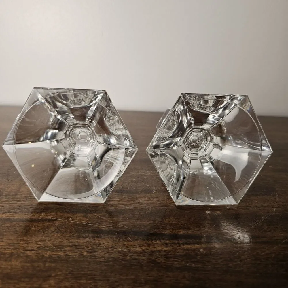 Vintage Towle Fine Full Lead Crystal Candlestick Holders Set of 2 Austria 4.75
